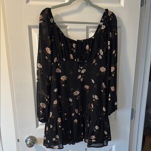 Floral Black Chiffon Dress
